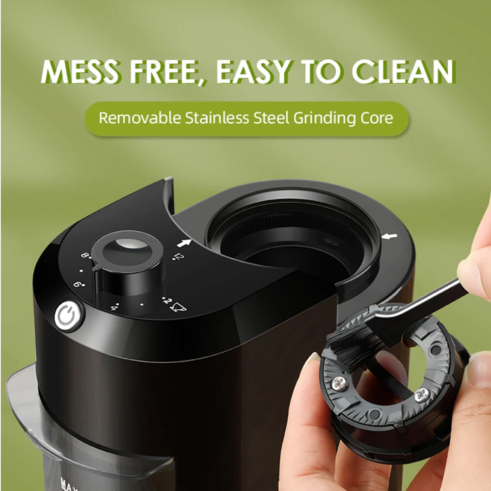 BrewixMi Electric Burr Coffee Grinder – 25 Precise Grind Settings, 12-Cup Capacity & Safety Lock