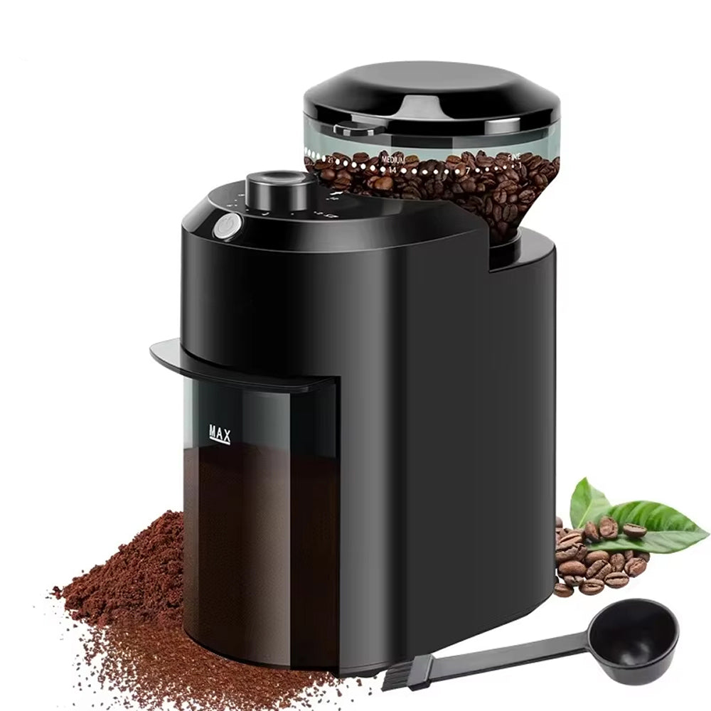 BrewixMi Electric Burr Coffee Grinder – 25 Precise Grind Settings, 12-Cup Capacity & Safety Lock