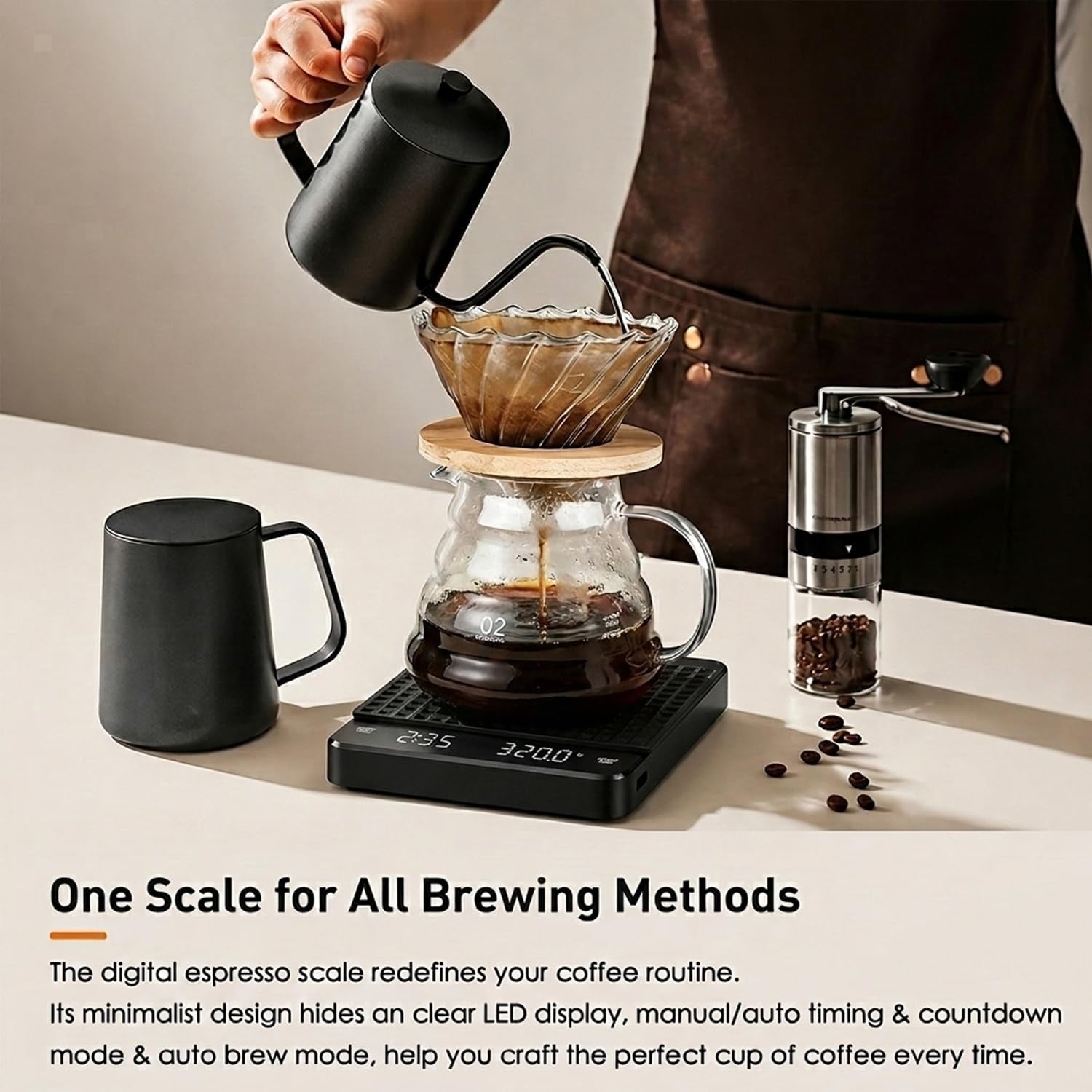 GossWic 0.1g Precision Across 0.1g–3,000g Range For Espresso, Pour-Over, And All Brew Methods
