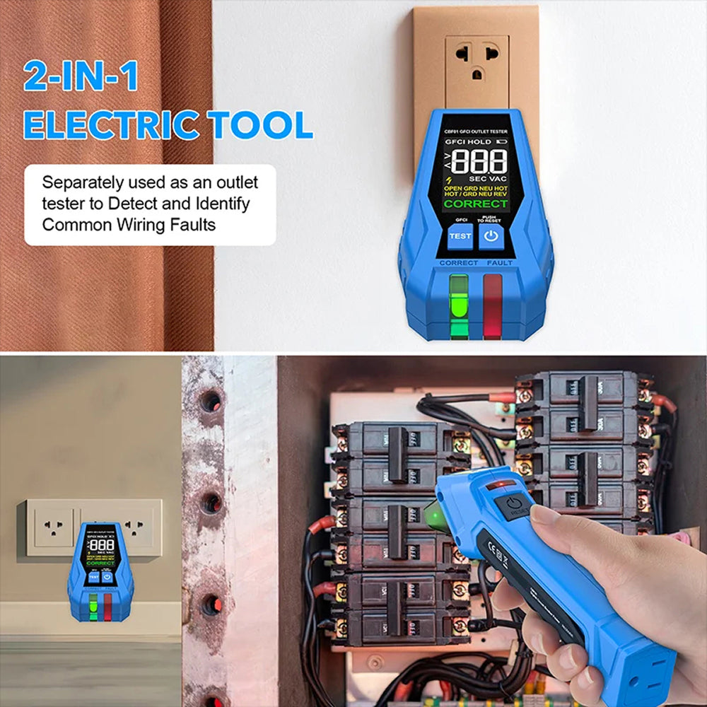 BortDesi Six-Fault GFCI Outlet Testing With Clear Correct Wiring Confirmation