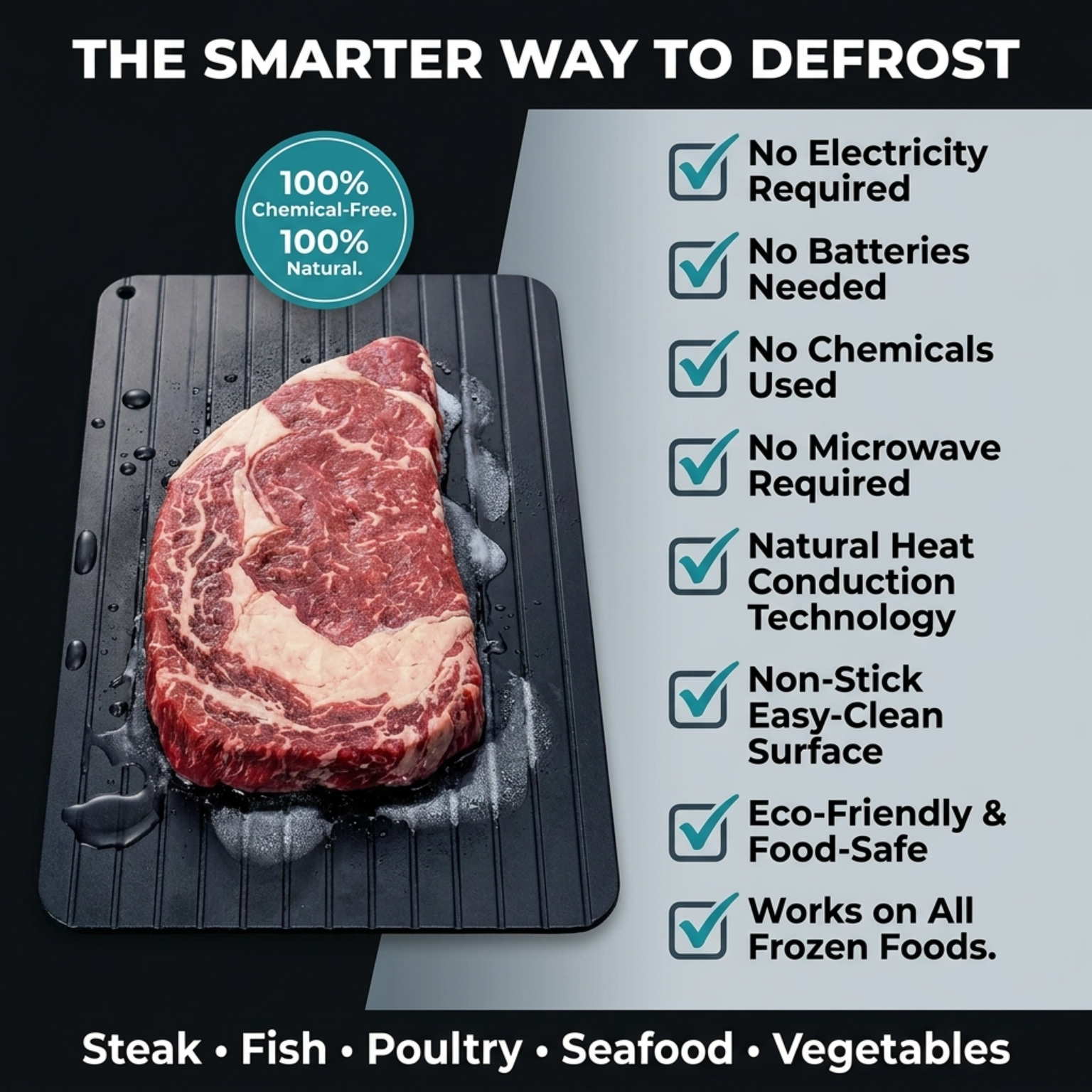 JiDetrax Aluminium Alloy Fast Thawing Meat Tray with Brush