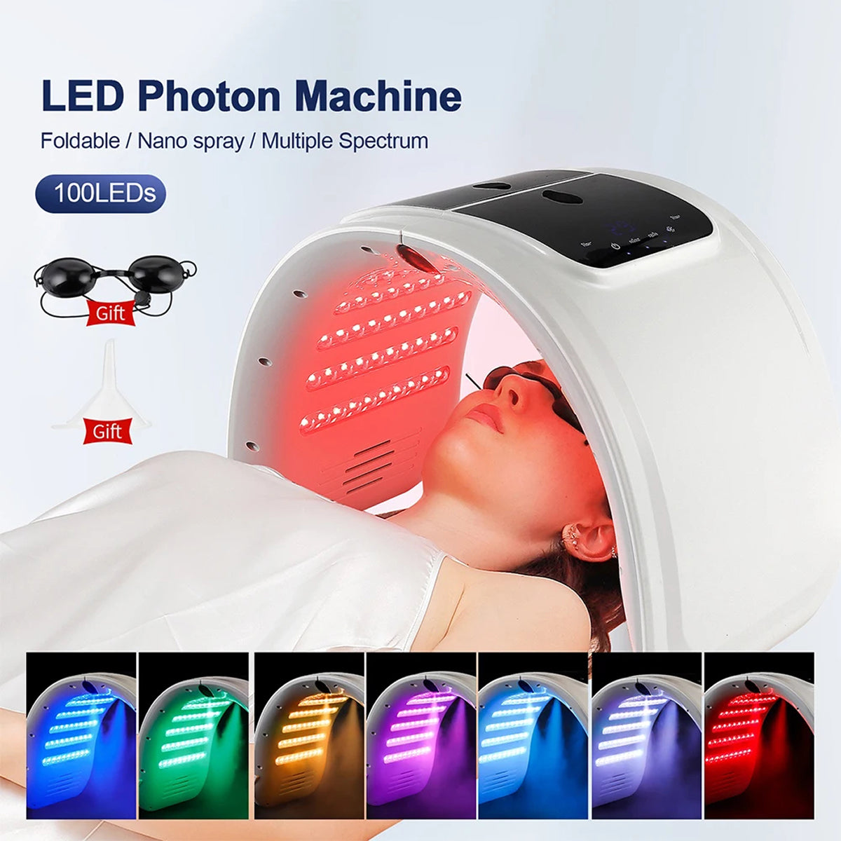 CanbiMart Seven LED Colour Spectrums Targeting Rejuvenation, Acne, Brightening, And Elasticity