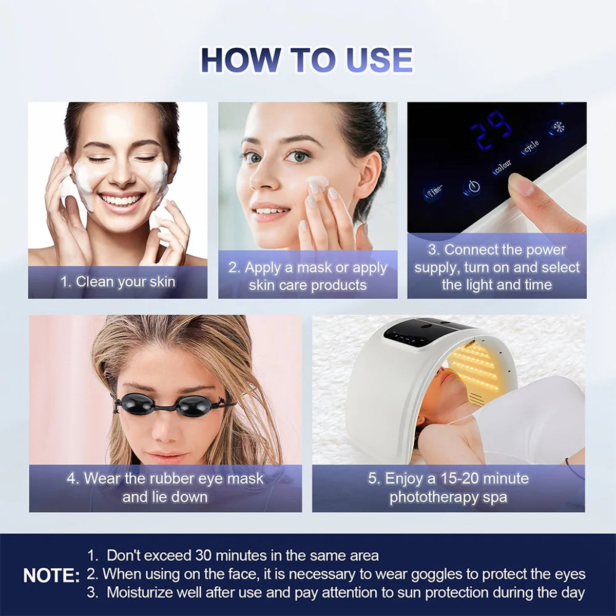 CanbiMart Seven LED Colour Spectrums Targeting Rejuvenation, Acne, Brightening, And Elasticity