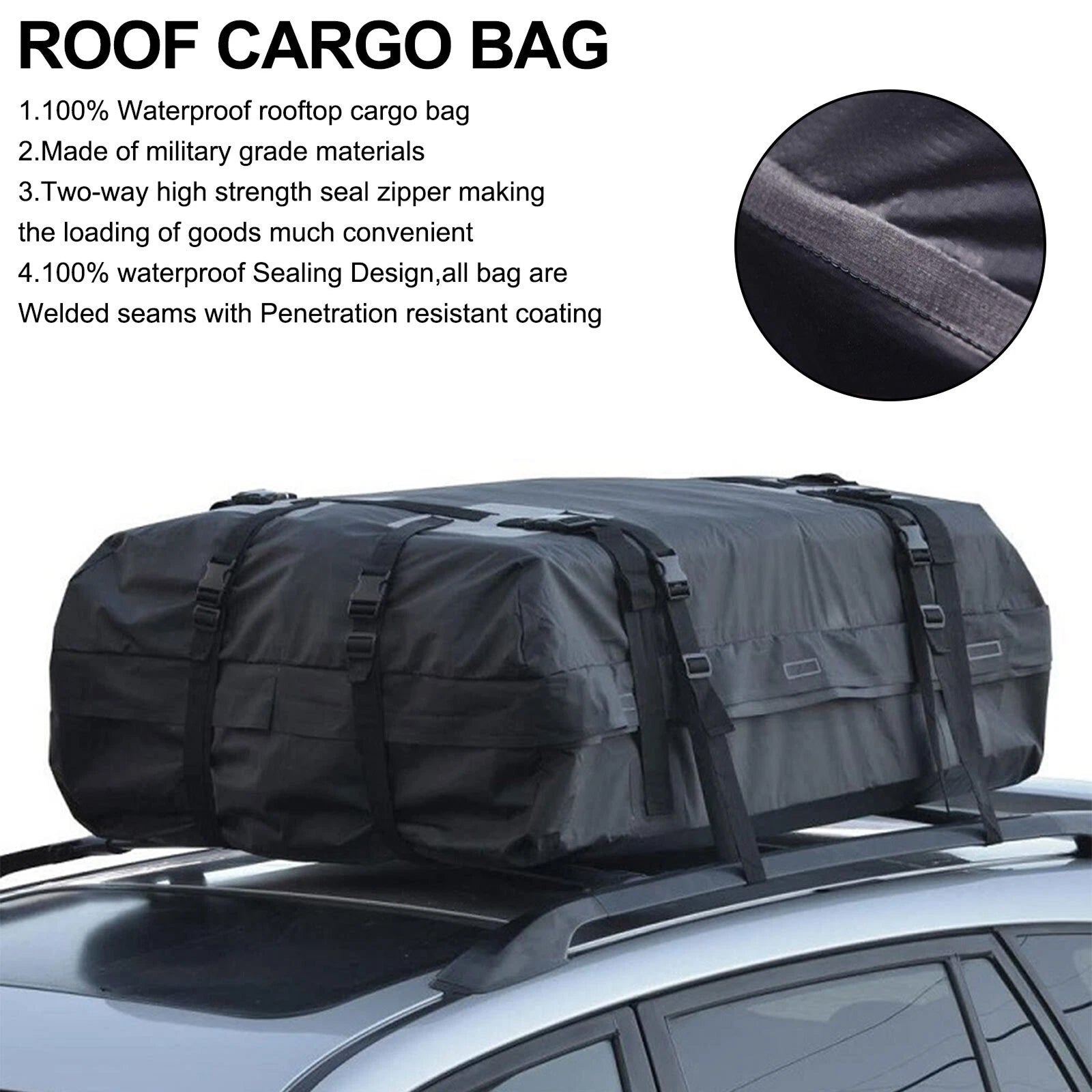 CarixBagi Rooftop Cargo Bag – 15 Cubic Feet 100% Waterproof Military-Grade Carrier