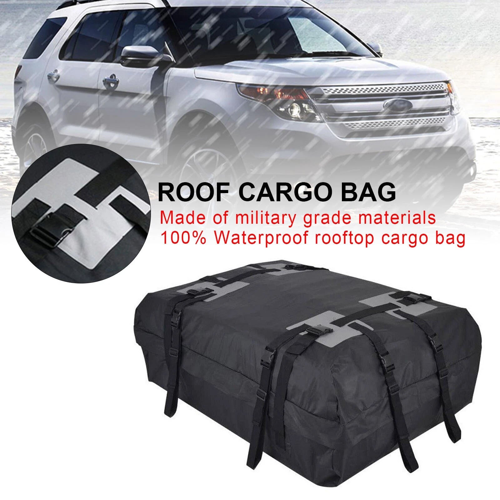 CarixBagi Rooftop Cargo Bag – 15 Cubic Feet 100% Waterproof Military-Grade Carrier
