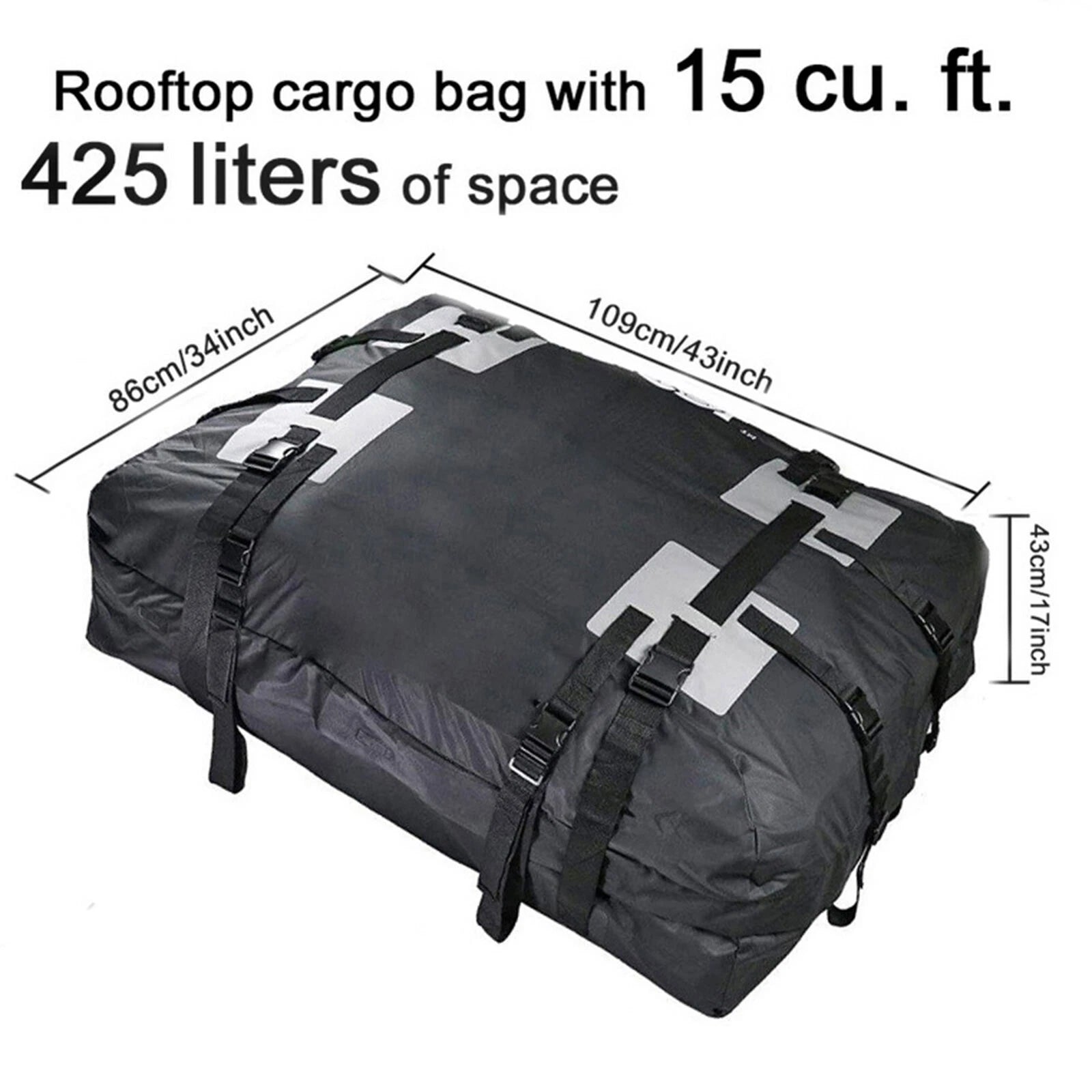 CarixBagi Rooftop Cargo Bag – 15 Cubic Feet 100% Waterproof Military-Grade Carrier