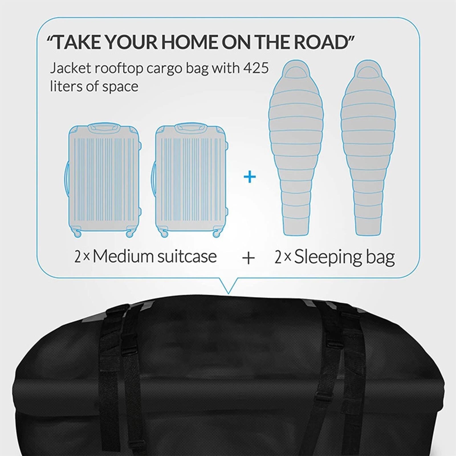 CarixBagi Rooftop Cargo Bag – 15 Cubic Feet 100% Waterproof Military-Grade Carrier