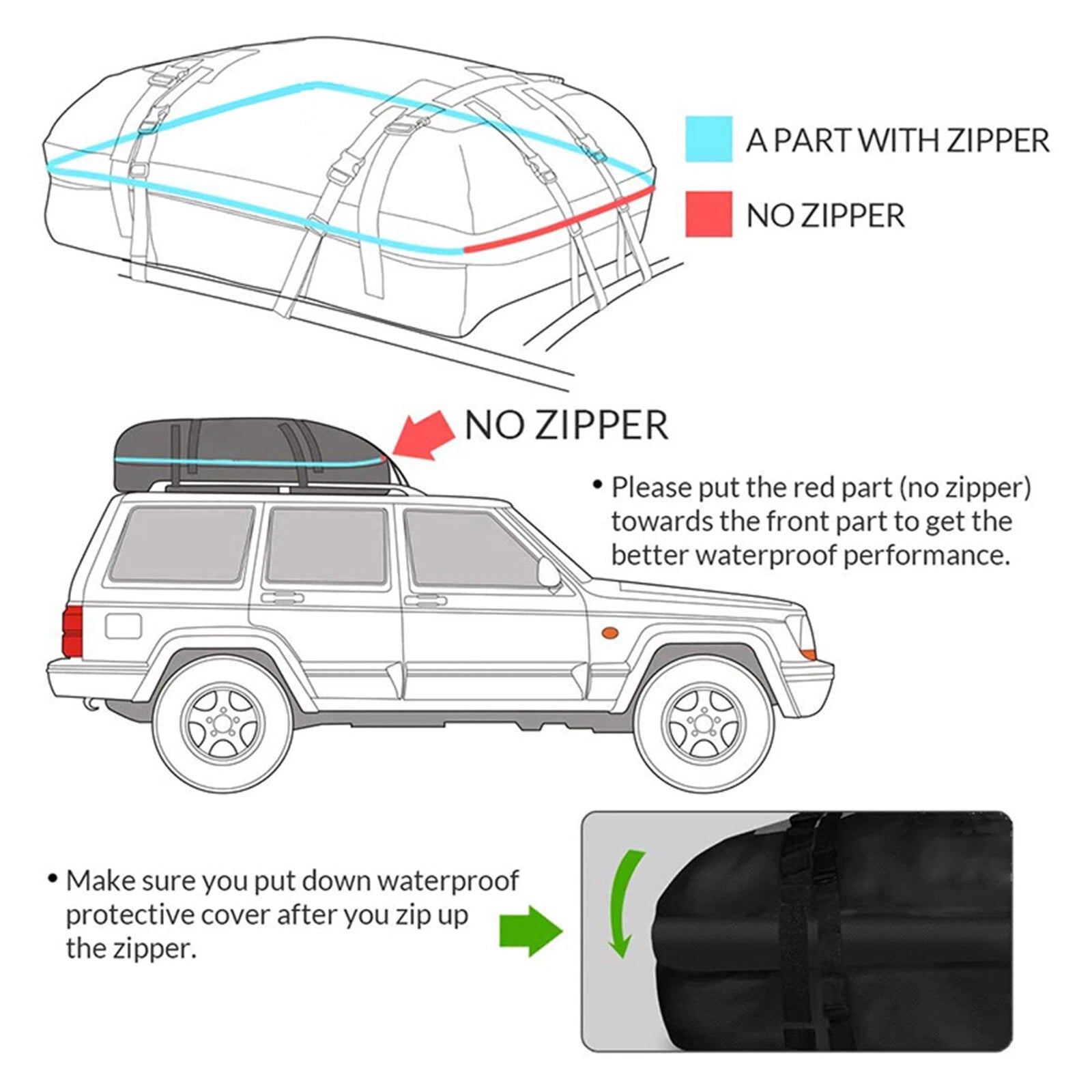 CarixBagi Rooftop Cargo Bag – 15 Cubic Feet 100% Waterproof Military-Grade Carrier