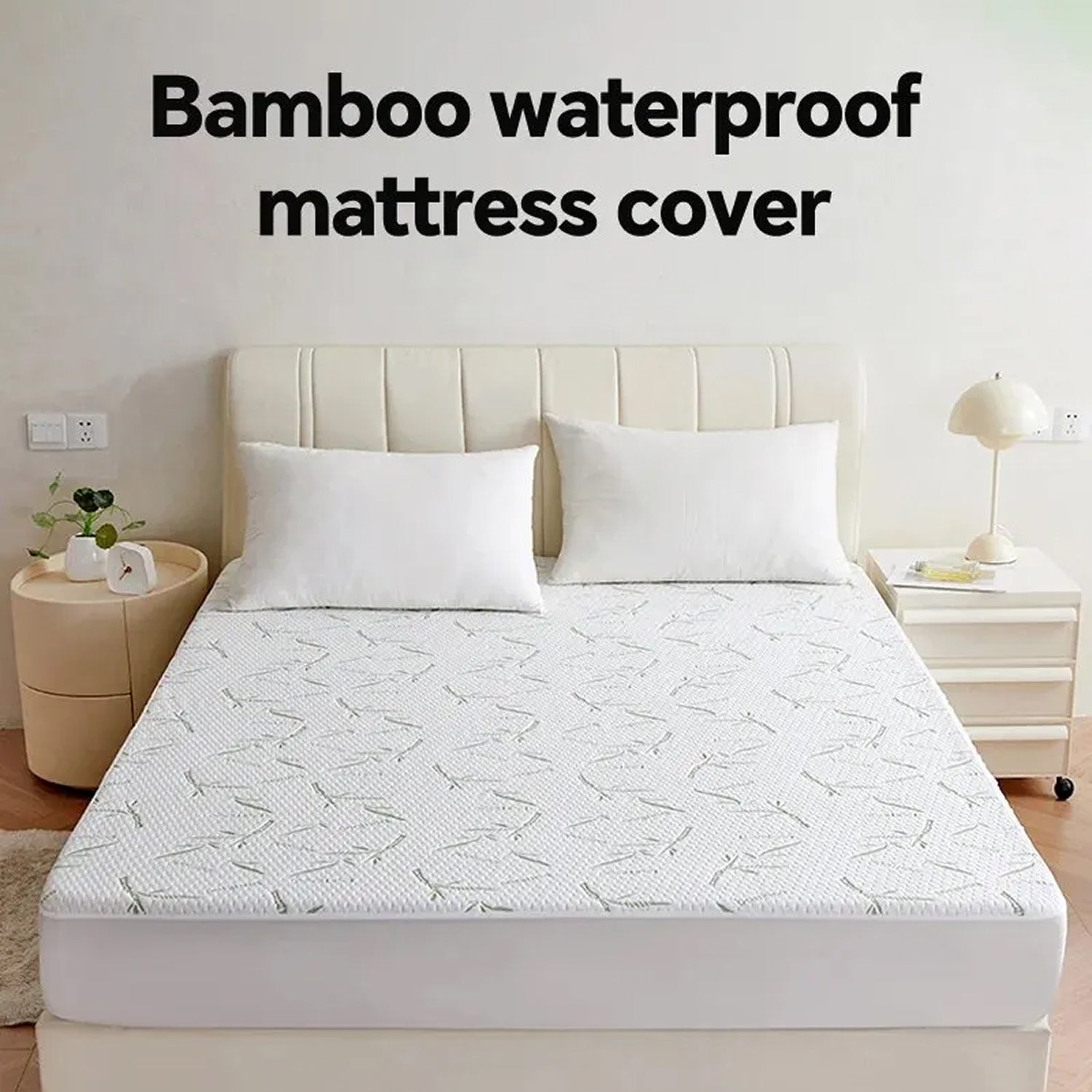 CosheMiv Cooling Bamboo Sheets 100% Waterproof Deep Pocket Luxury Bedding Set