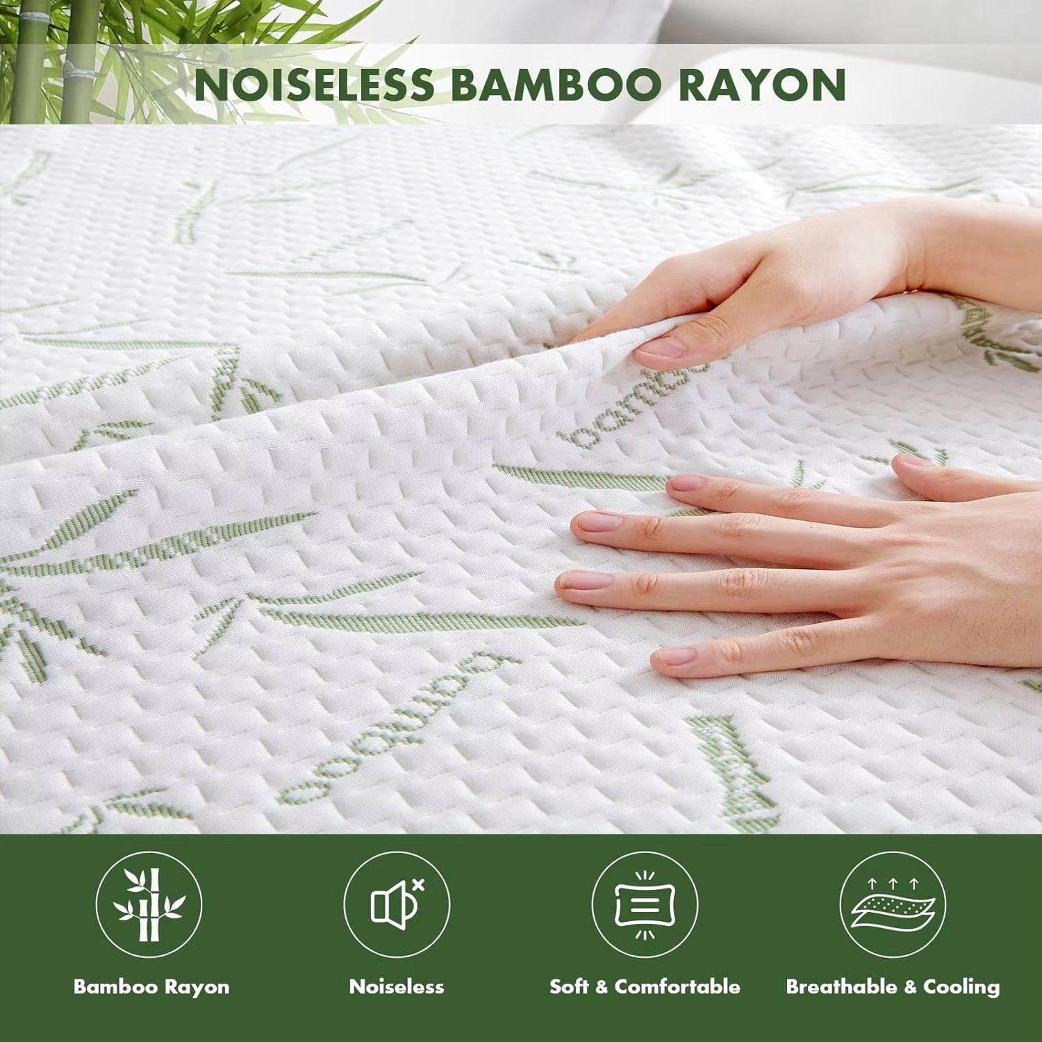 CosheMiv Cooling Bamboo Sheets 100% Waterproof Deep Pocket Luxury Bedding Set