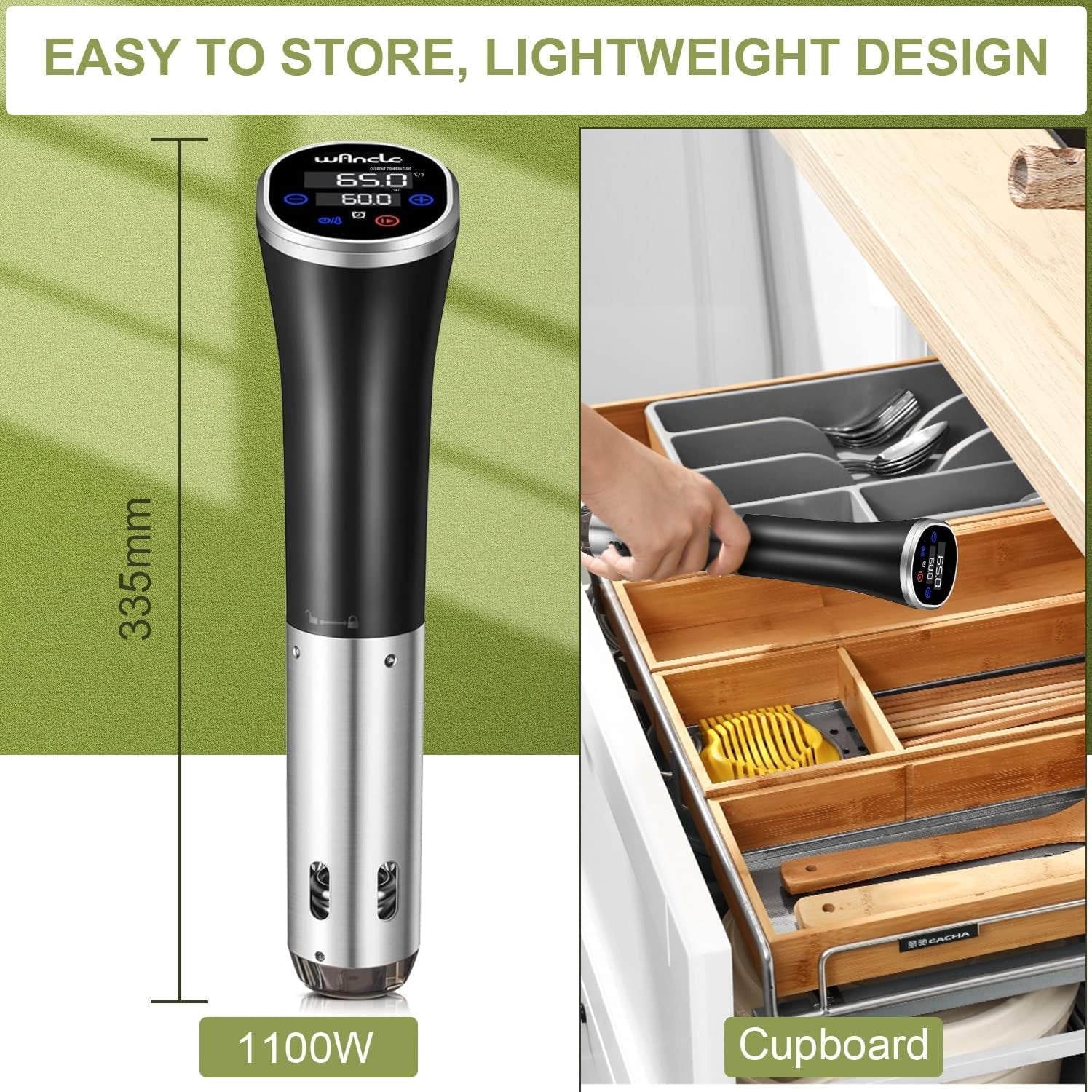 CimixCo Sous Vide Cooker – 1100W Precise Temp Control, Ultra-Quiet Brushless Motor & WiFi App