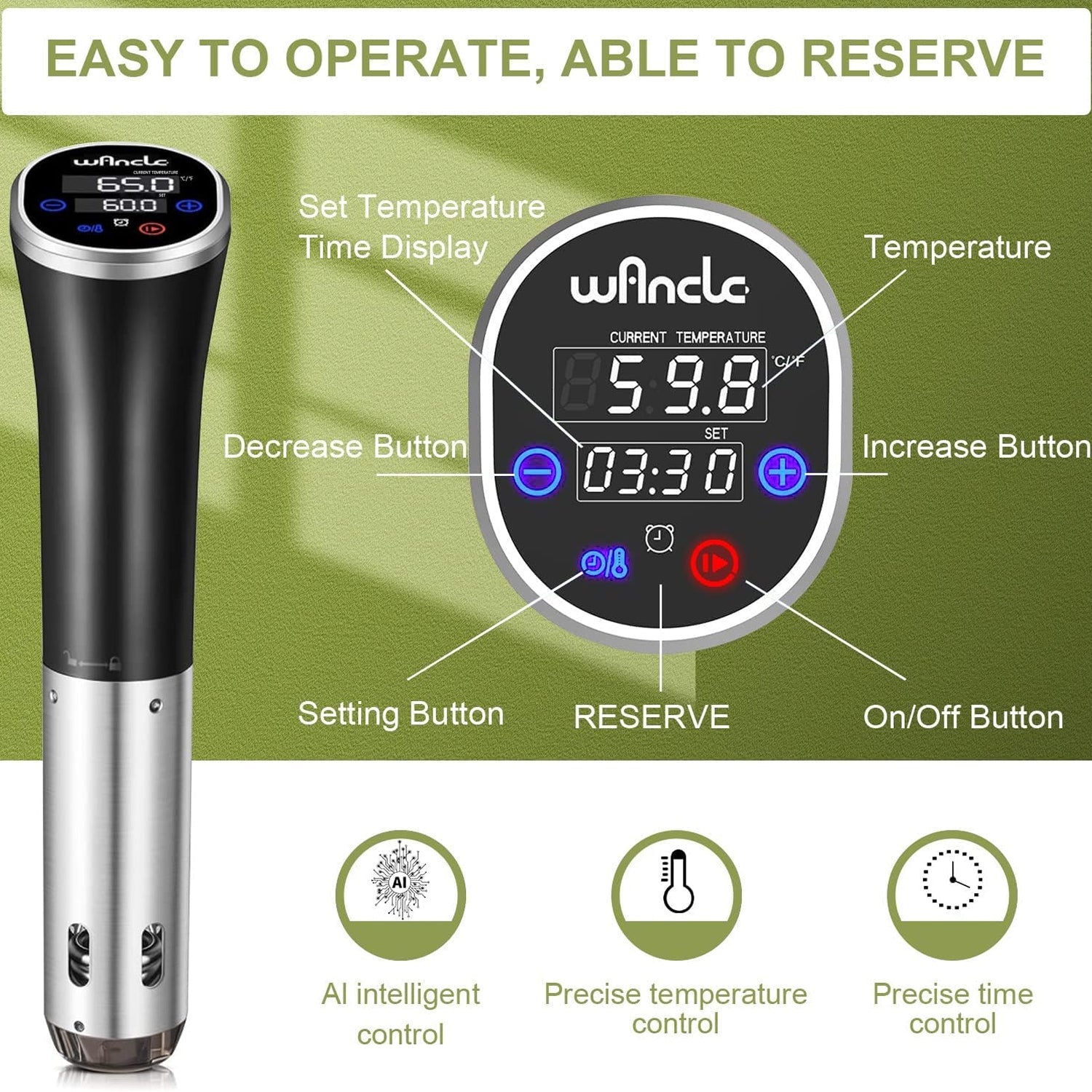 CimixCo Sous Vide Cooker – 1100W Precise Temp Control, Ultra-Quiet Brushless Motor & WiFi App