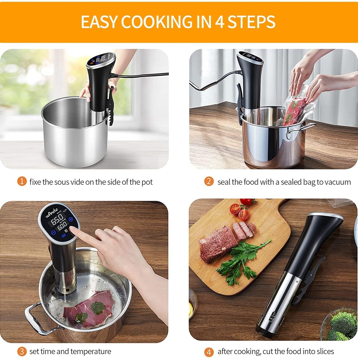 CimixCo Sous Vide Cooker – 1100W Precise Temp Control, Ultra-Quiet Brushless Motor & WiFi App