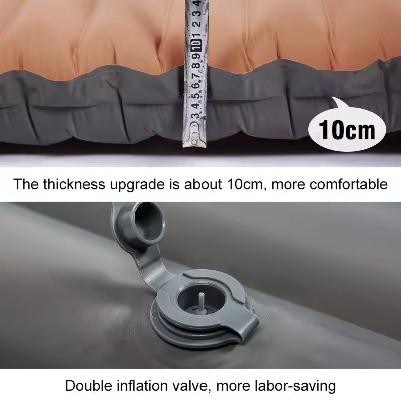 CoziVixy Self-Inflating Sleeping Pad – 4-Inch Thick Cushion, Built-in Foot Pump & Camping Pillow
