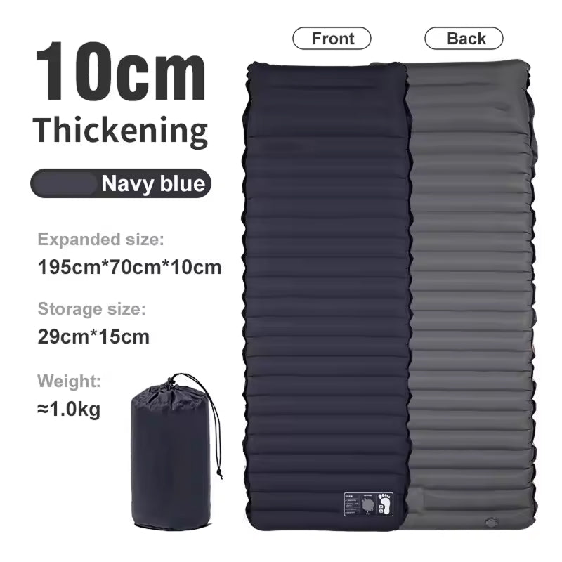 CoziVixy Self-Inflating Sleeping Pad – 4-Inch Thick Cushion, Built-in Foot Pump & Camping Pillow