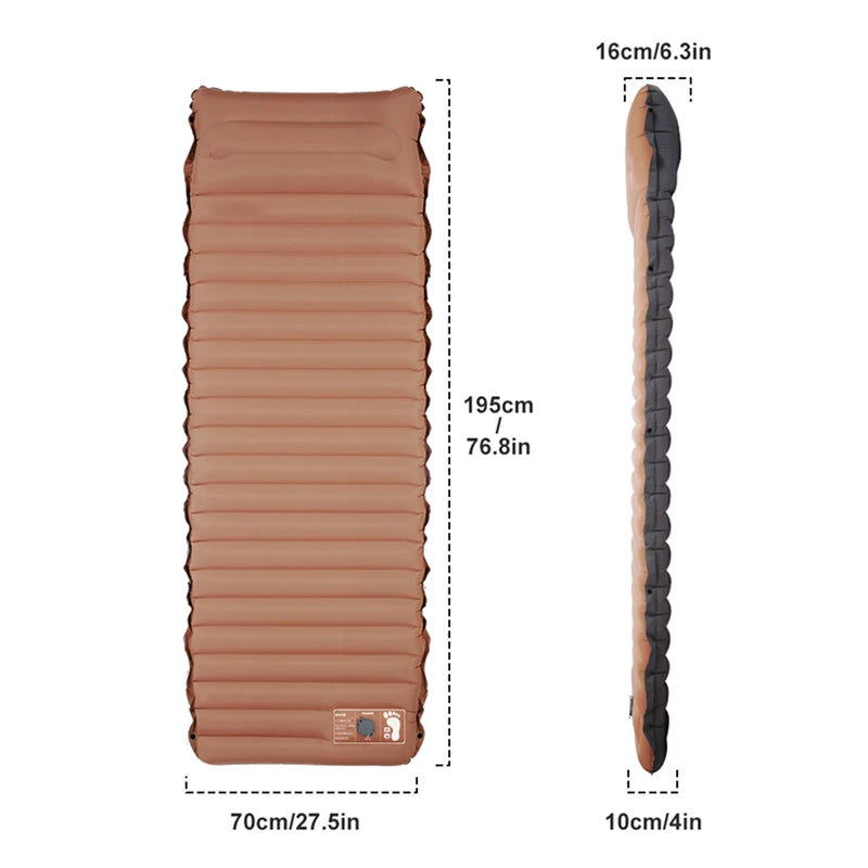 CoziVixy Self-Inflating Sleeping Pad – 4-Inch Thick Cushion, Built-in Foot Pump & Camping Pillow