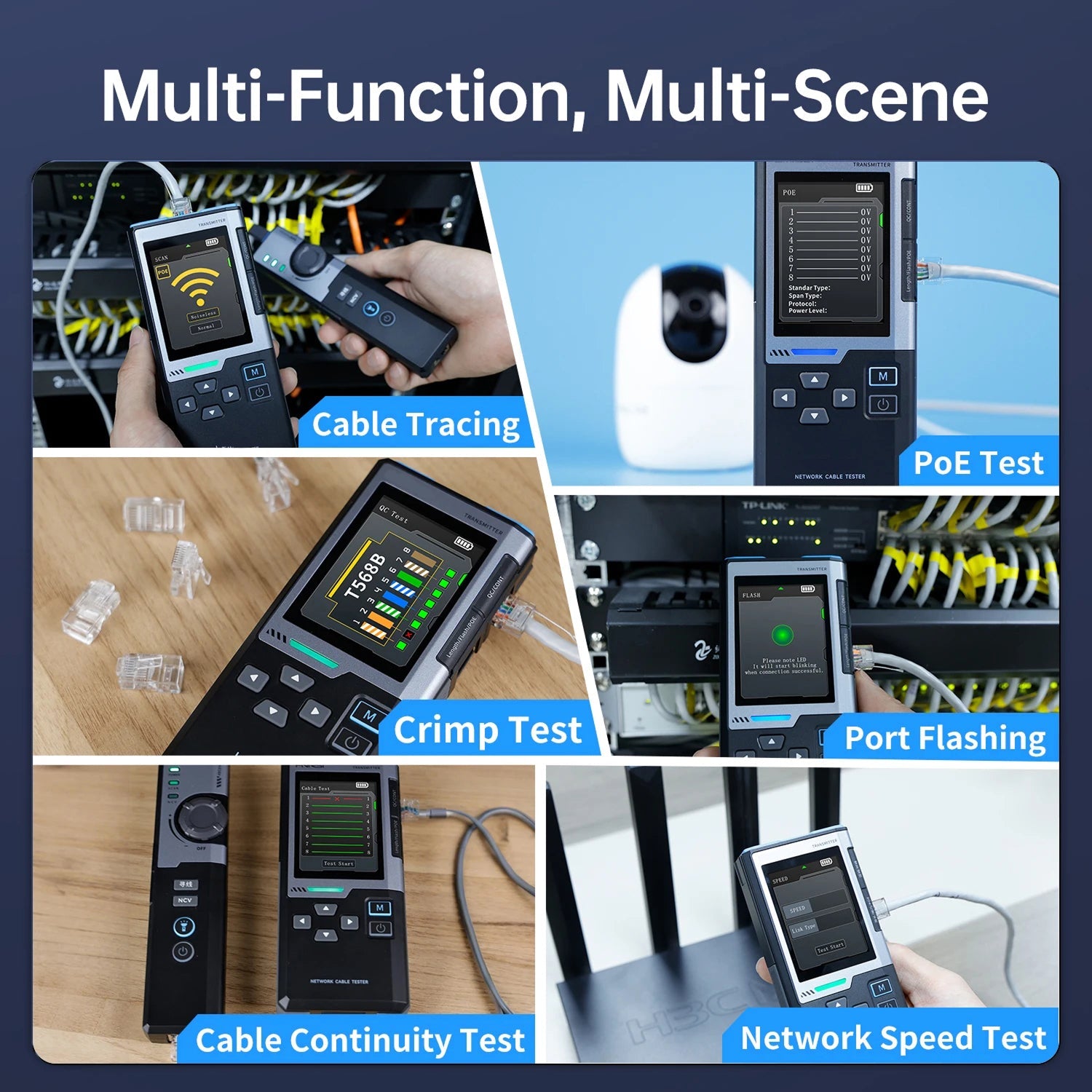 CronzTalin Speed Testing At 10/100/1000M, PoE Detection, Port Flash, And Anti-Interference Tracing