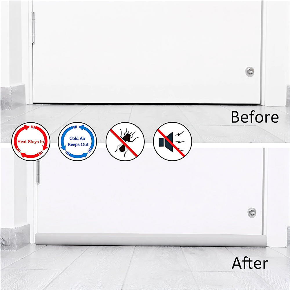 DaxenMix Door Draft Stopper - Premium Leather Double-Sided Under Door Seal, Fits up to 36