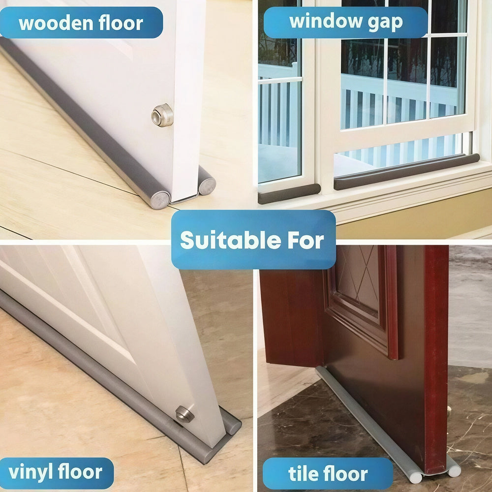 DaxenMix Door Draft Stopper - Premium Leather Double-Sided Under Door Seal, Fits up to 36