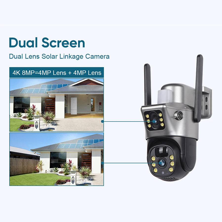 MoseCogn Solar Security Camera utilizes 8MP dual-lens technology