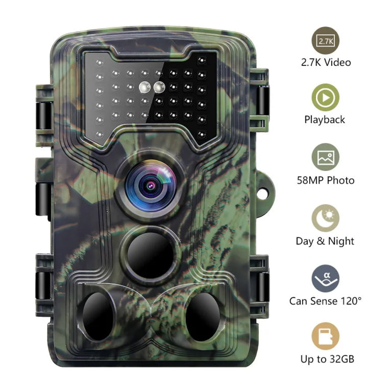 DerixCam 58MP Wildlife Camera – 2.7K HD Video, 0.2s Trigger Speed & 65ft Infrared Night Vision