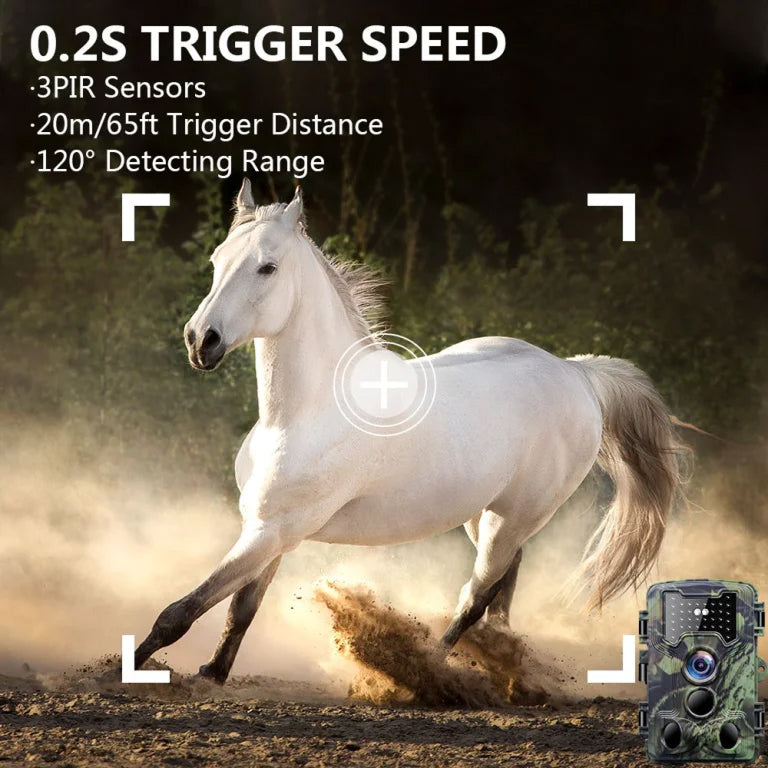 DerixCam 58MP Wildlife Camera – 2.7K HD Video, 0.2s Trigger Speed & 65ft Infrared Night Vision