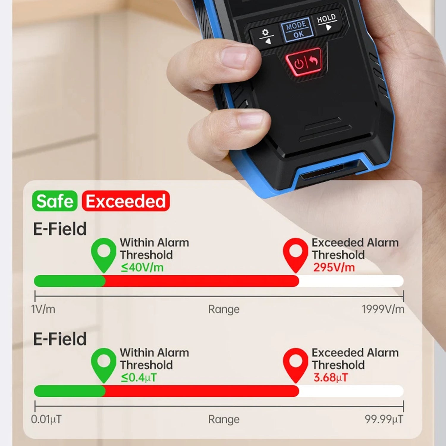 DetexMifi 3-in-1 EMF Detector – 0.01μt Precision, 2.4