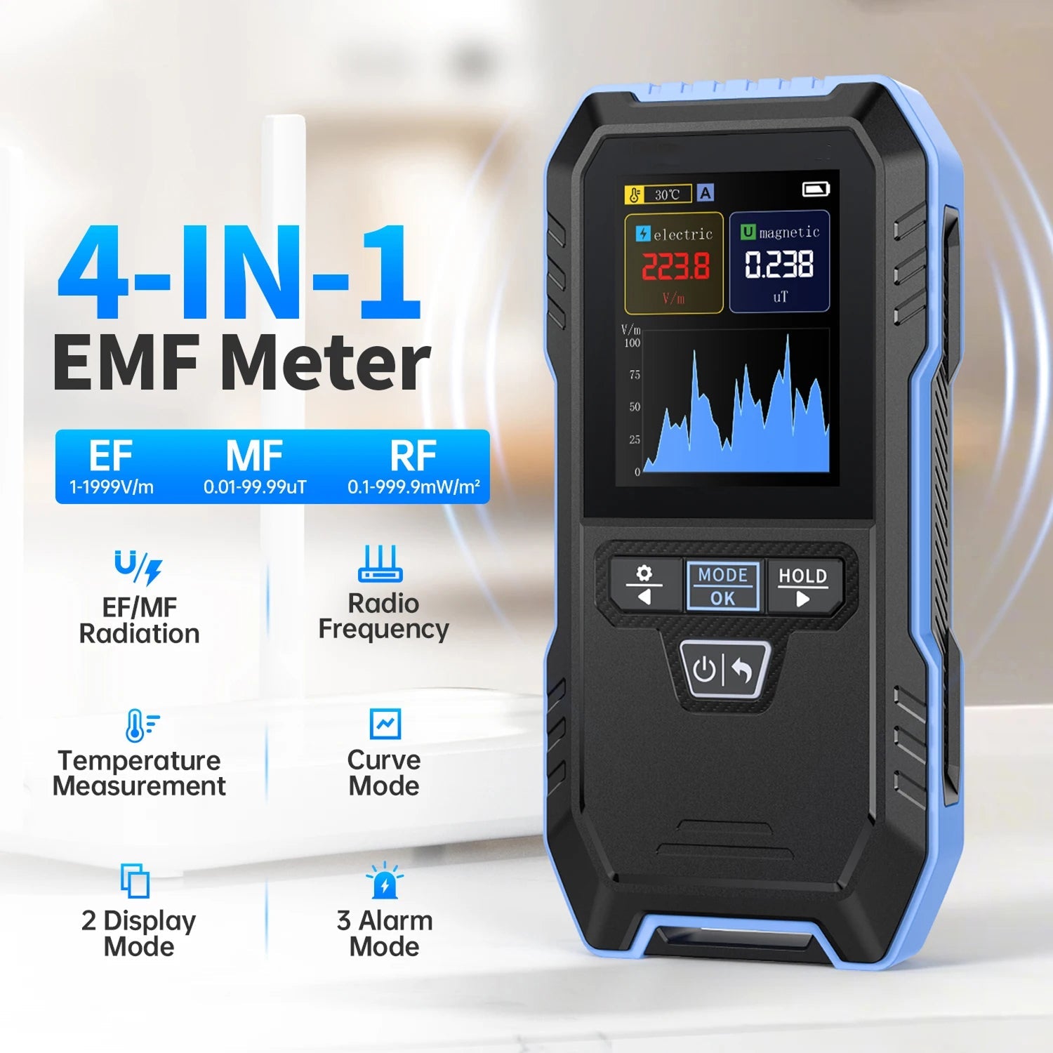DetexMifi 3-in-1 EMF Detector – 0.01μt Precision, 2.4