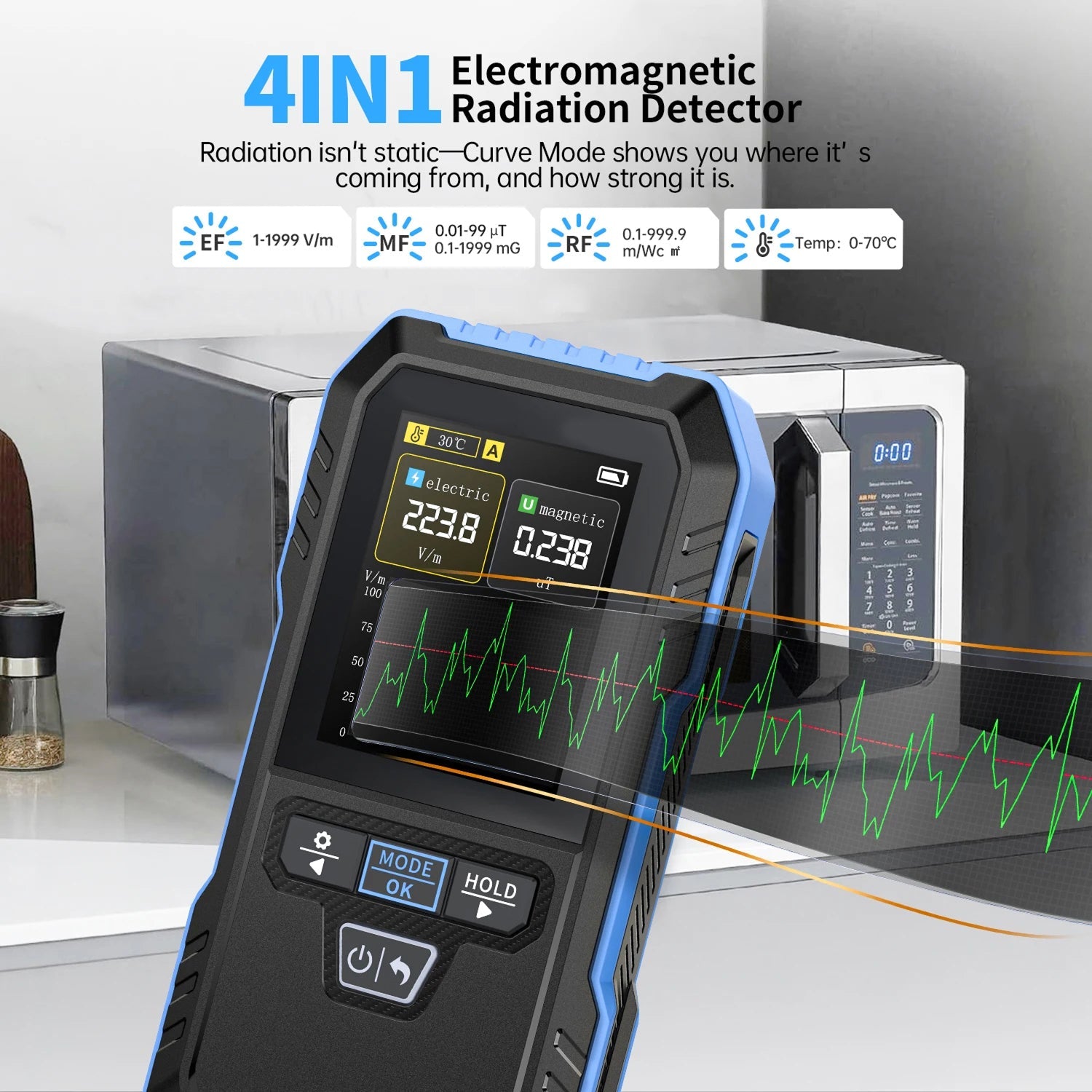 DetexMifi 3-in-1 EMF Detector – 0.01μt Precision, 2.4