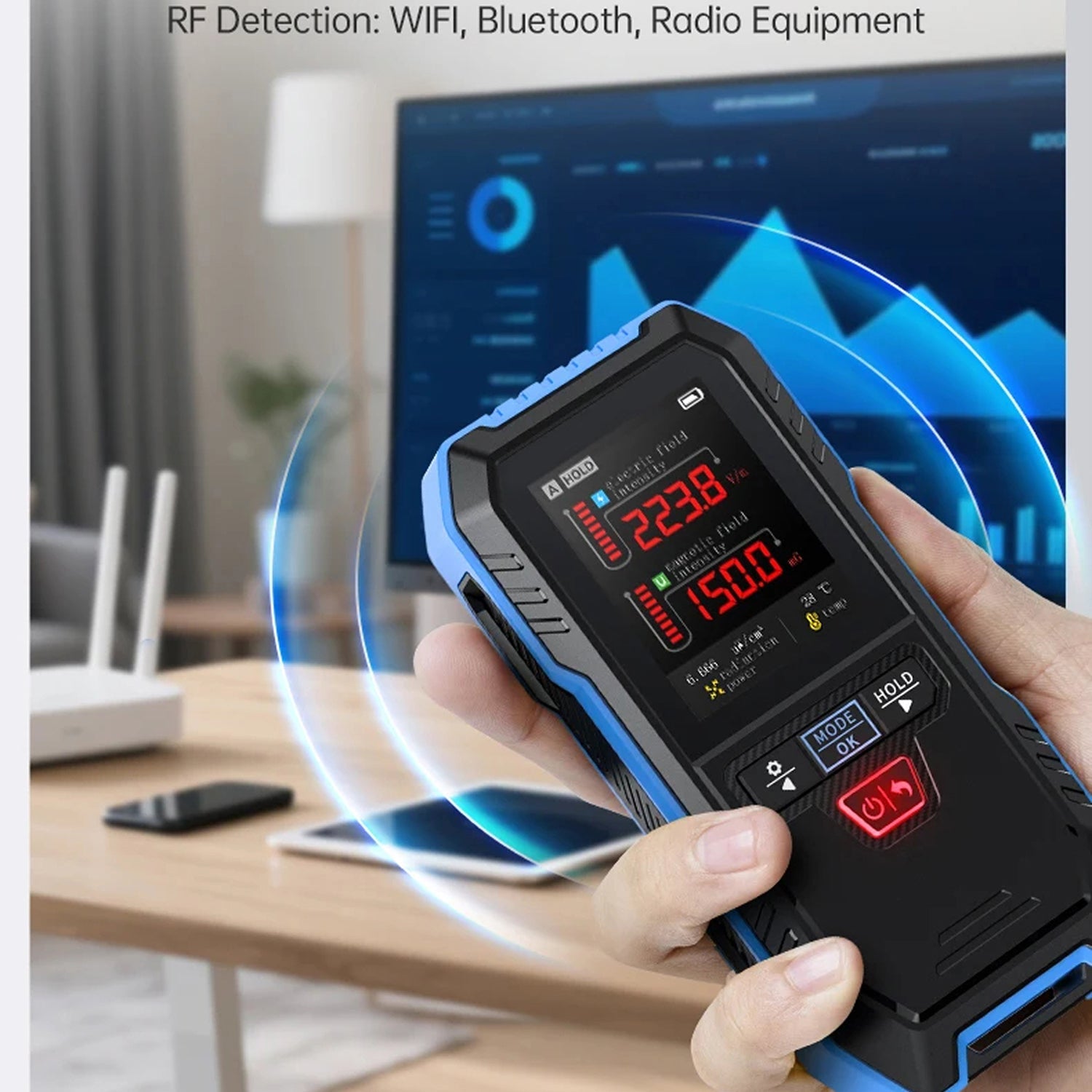 DetexMifi 3-in-1 EMF Detector – 0.01μt Precision, 2.4