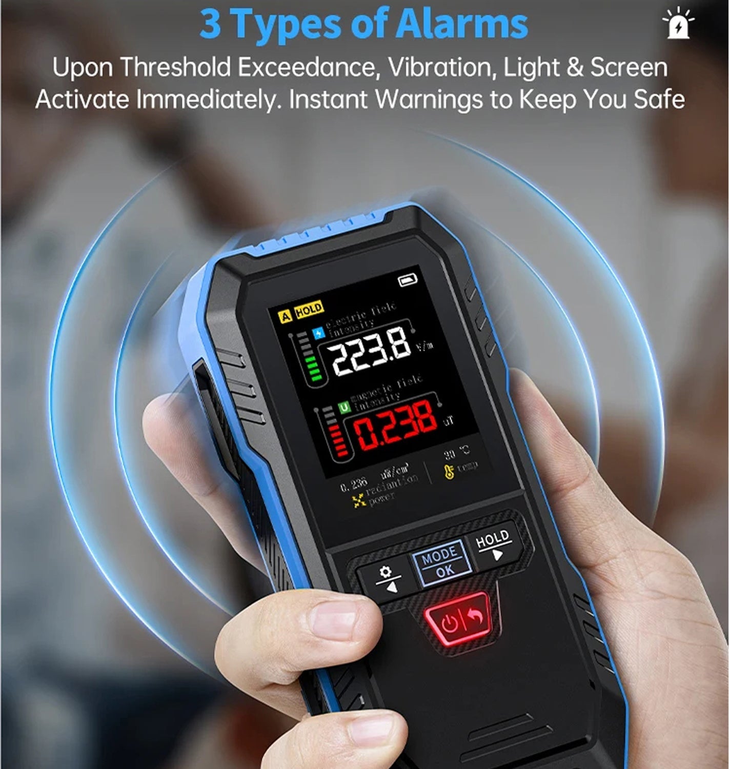 DetexMifi 3-in-1 EMF Detector – 0.01μt Precision, 2.4