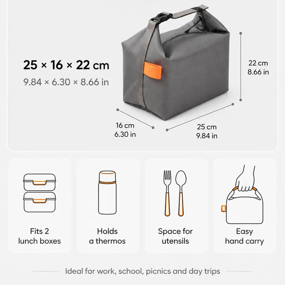 DonisWel Spacious design fits 2 lunch boxes, a bottle, and cutlery