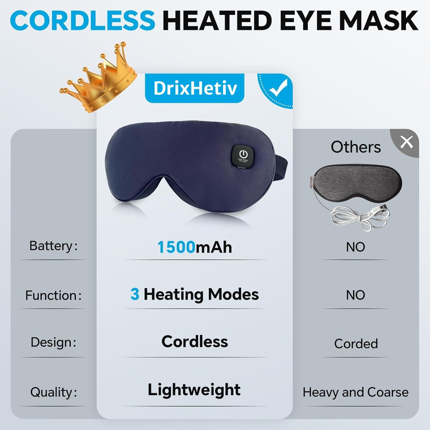DrixHetiv Heated Eye Mask – Smart Thermal Precision for Dry Eyes, Bluetooth Therapy & Adjustable Strap