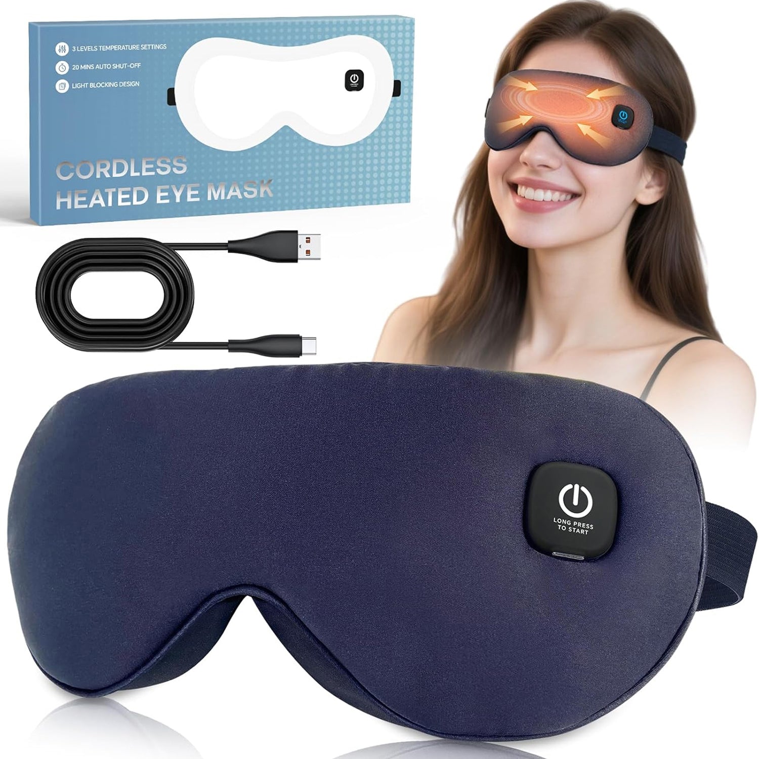 DrixHetiv Heated Eye Mask – Smart Thermal Precision for Dry Eyes, Bluetooth Therapy & Adjustable Strap