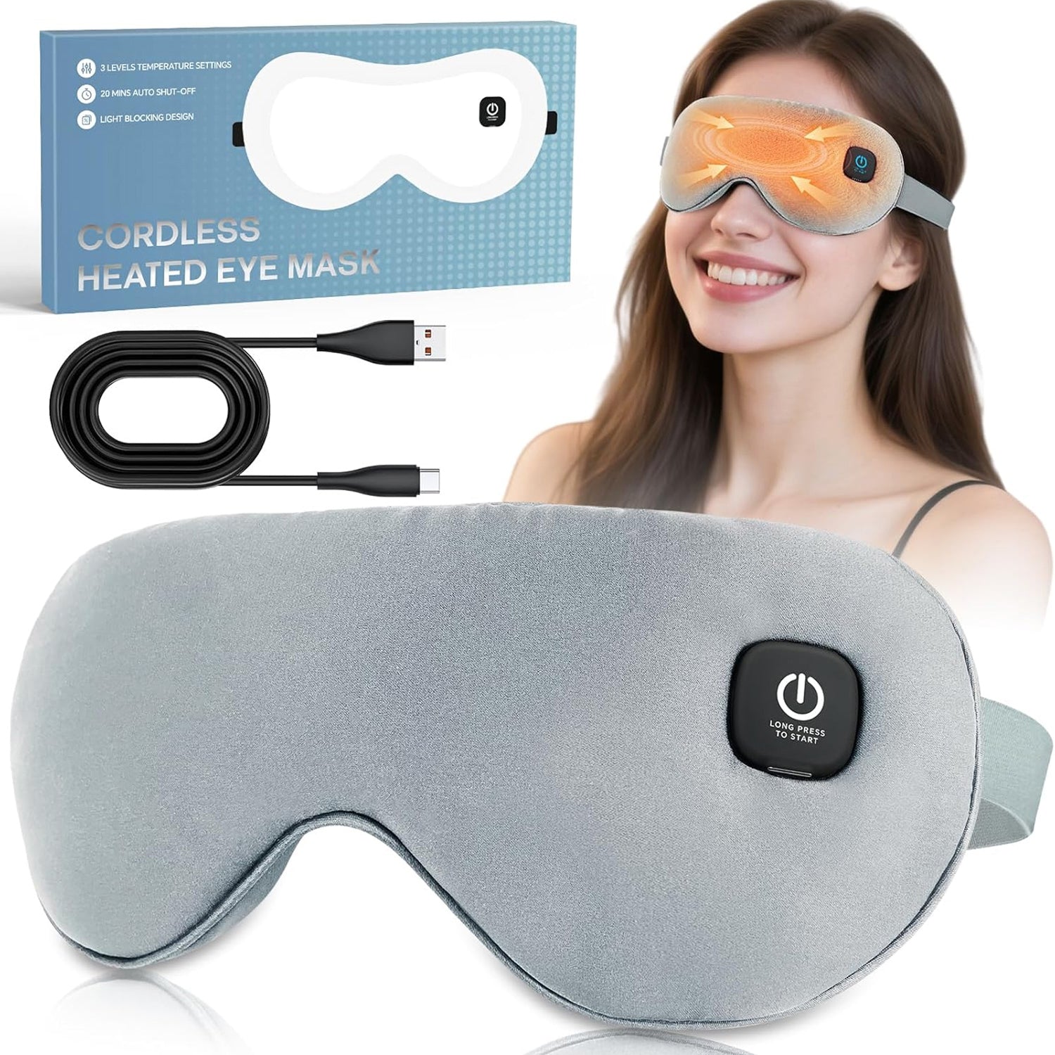 DrixHetiv Heated Eye Mask – Smart Thermal Precision for Dry Eyes, Bluetooth Therapy & Adjustable Strap