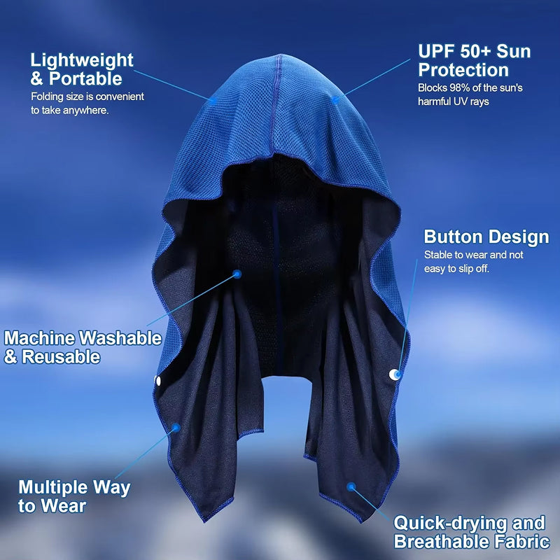 DryColix Instant Cooling Hooded Towel – 40% UV Protection, 16°C Relief for Running & Outdoors
