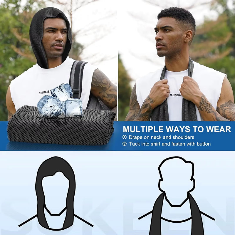 DryColix Instant Cooling Hooded Towel – 40% UV Protection, 16°C Relief for Running & Outdoors
