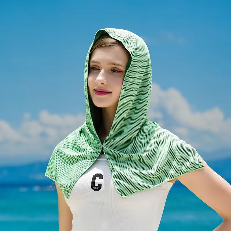 DryColix Instant Cooling Hooded Towel – 40% UV Protection, 16°C Relief for Running & Outdoors