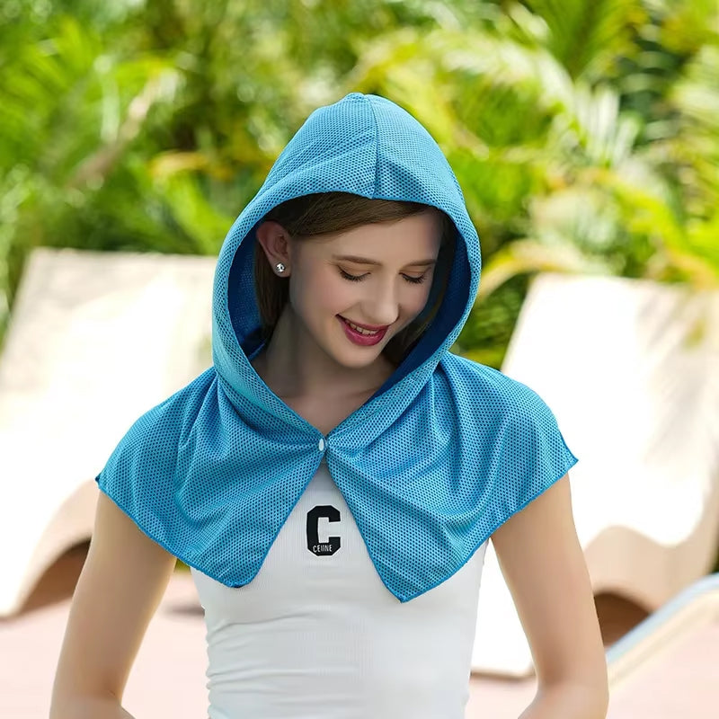 DryColix Instant Cooling Hooded Towel – 40% UV Protection, 16°C Relief for Running & Outdoors
