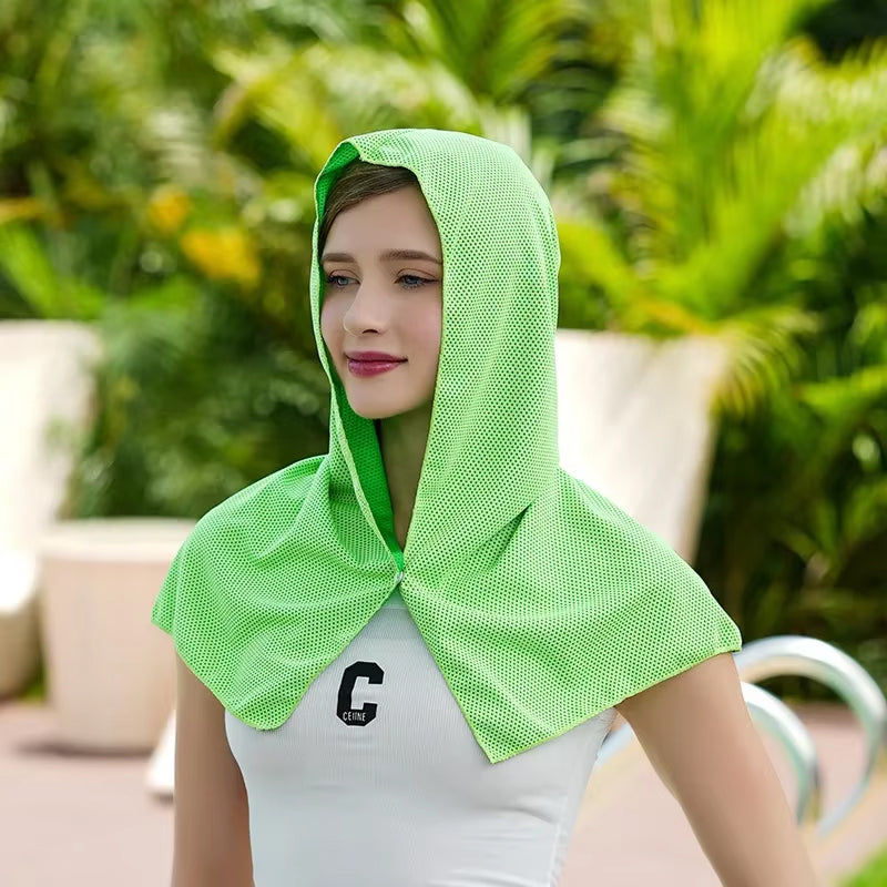 DryColix Instant Cooling Hooded Towel – 40% UV Protection, 16°C Relief for Running & Outdoors