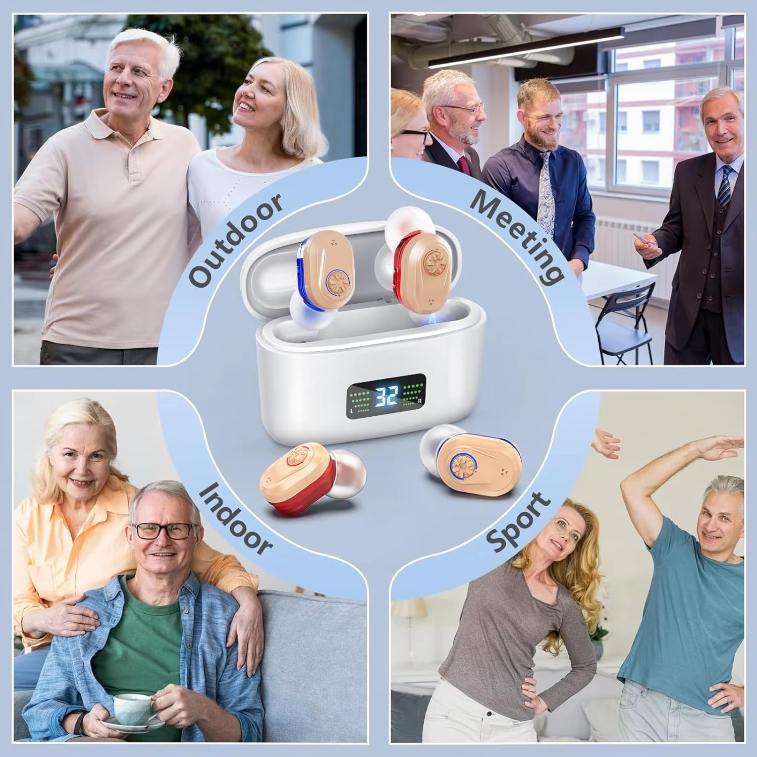 WelliTrue Digital Hearing Aids for Seniors – 30dB Noise Reduction, 240H Battery & Discreet Fit