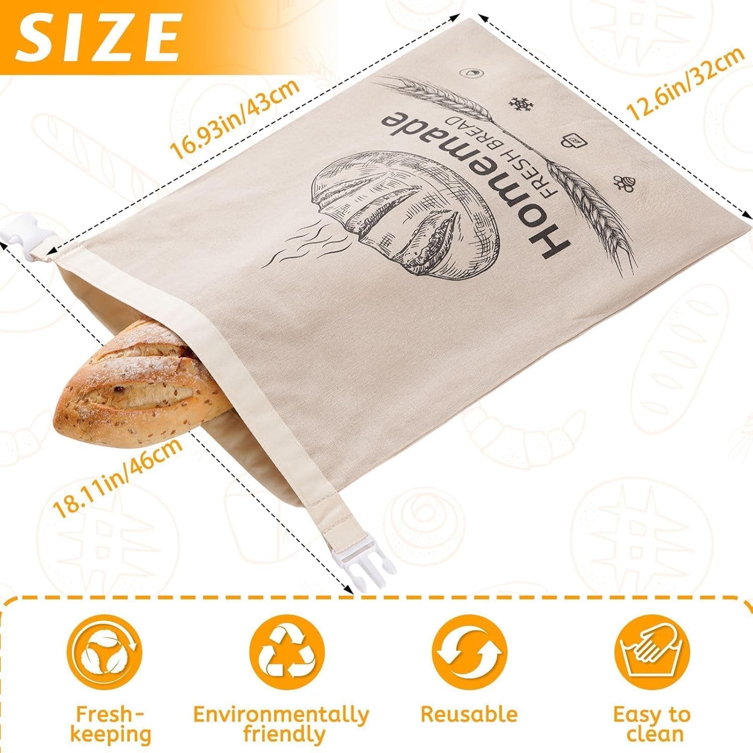 BeeBredix Beeswax Bread Bag – Washable Eco-Friendly Storage, Natural Food Wrap & Freshness Seal