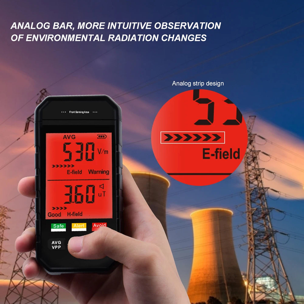 EmixKiv EMF Meter 5G/WiFi Radiation Detector with 3-inch LCD and Dual-Field Alarm