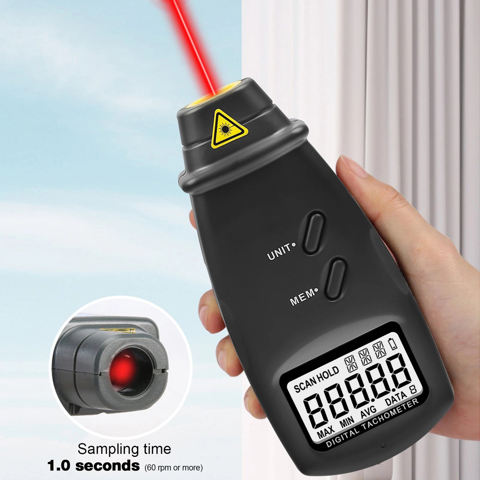ErinFita 2-in-1 Non-Contact (7–99,999 RPM) And Contact (7–25,000 RPM) Measurement