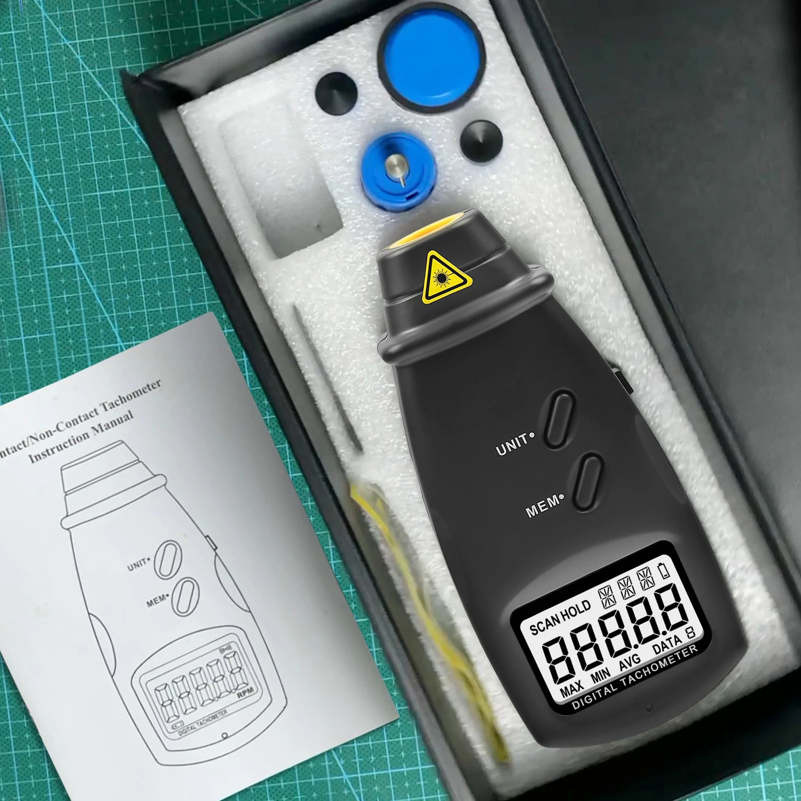 ErinFita 2-in-1 Non-Contact (7–99,999 RPM) And Contact (7–25,000 RPM) Measurement