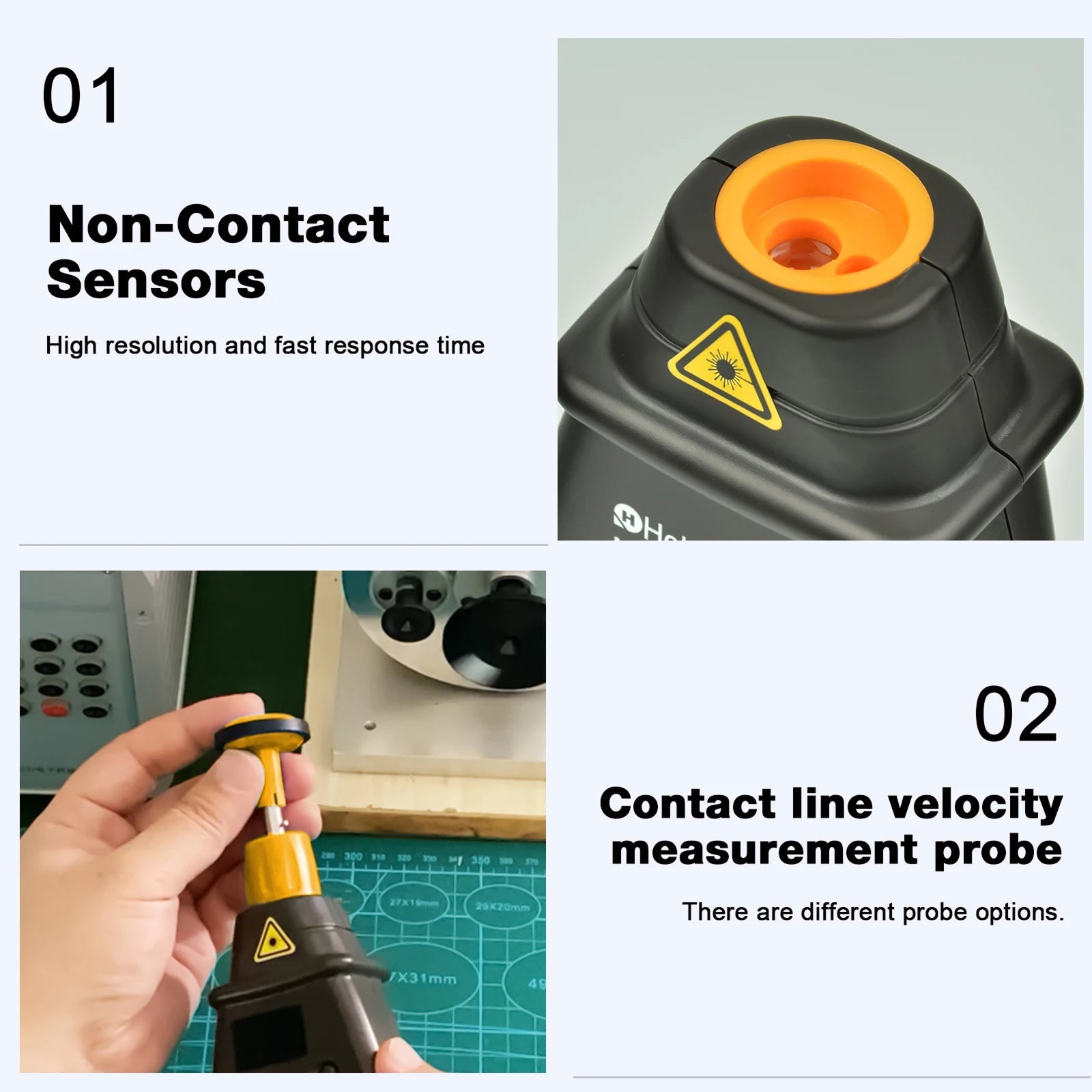 ErinFita 2-in-1 Non-Contact (7–99,999 RPM) And Contact (7–25,000 RPM) Measurement