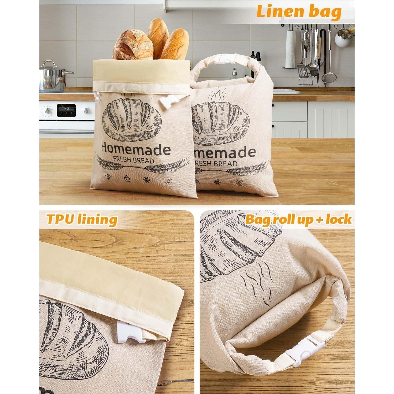 BeeBredix Beeswax Bread Bag – Washable Eco-Friendly Storage, Natural Food Wrap & Freshness Seal