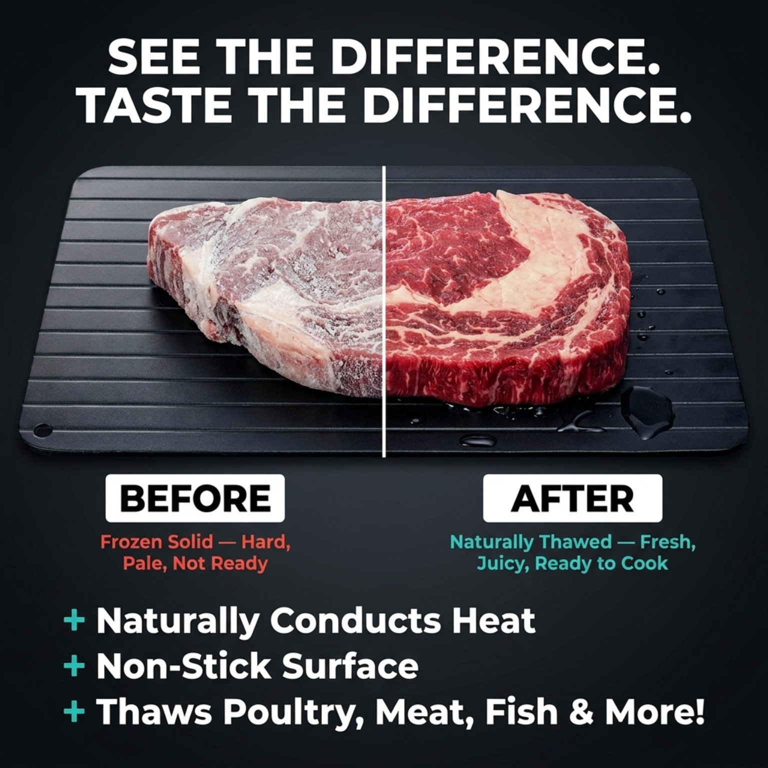 JiDetrax Aluminium Alloy Fast Thawing Meat Tray with Brush