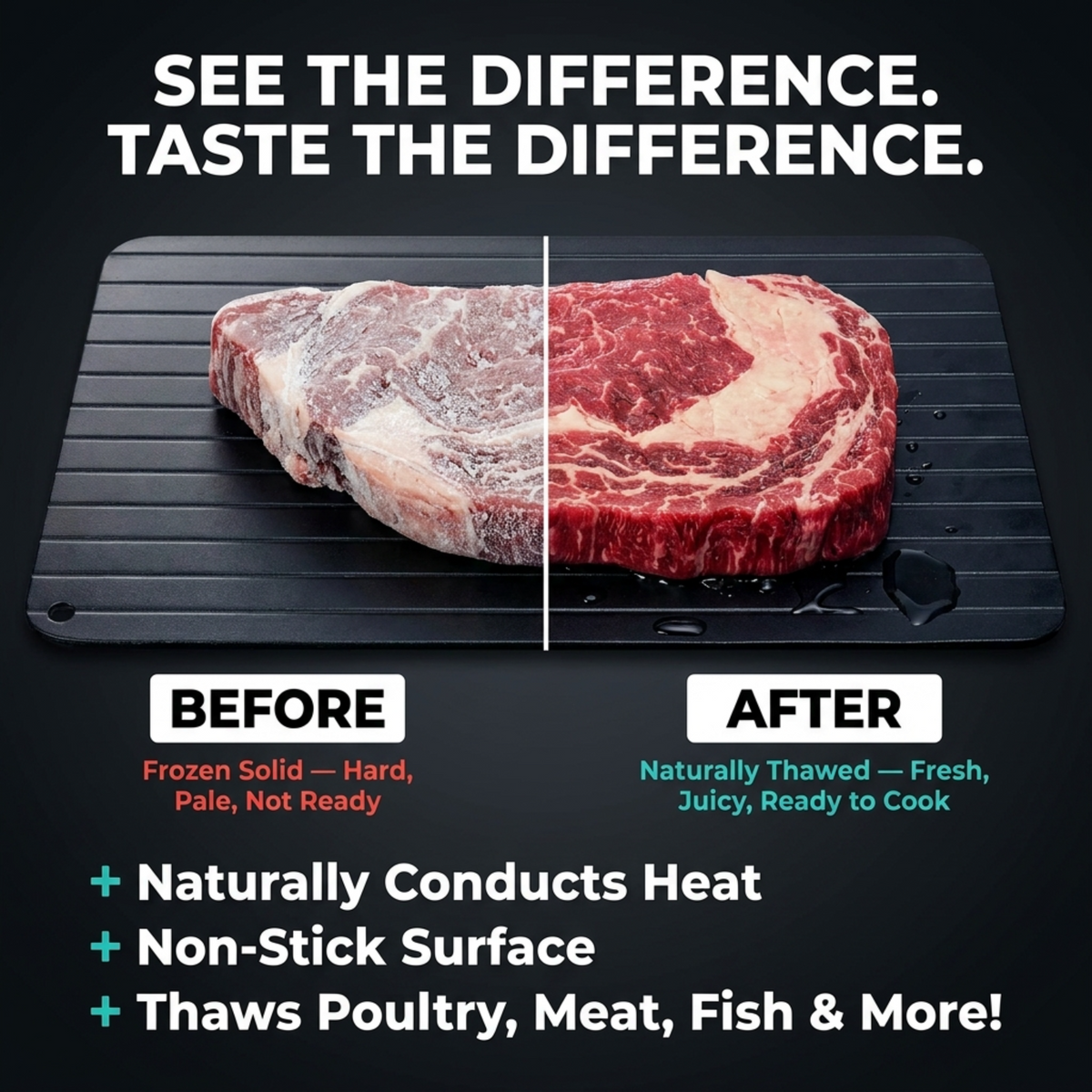 JiDetrax Aluminium Alloy Fast Thawing Meat Tray with Brush