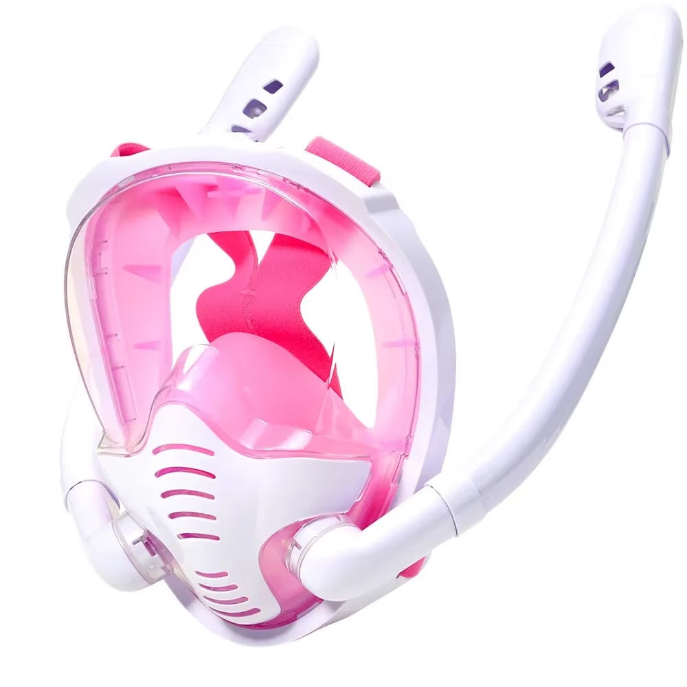 FacoAqua Full Face Snorkel Mask Dual Tube 180° Panoramic View Anti-Fog Anti-Leak